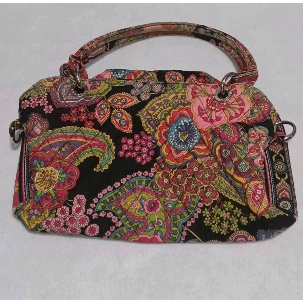 Vera Bradley Quilted Handbag Purse Vibrant Multicolored Paisleys 5 Pockets